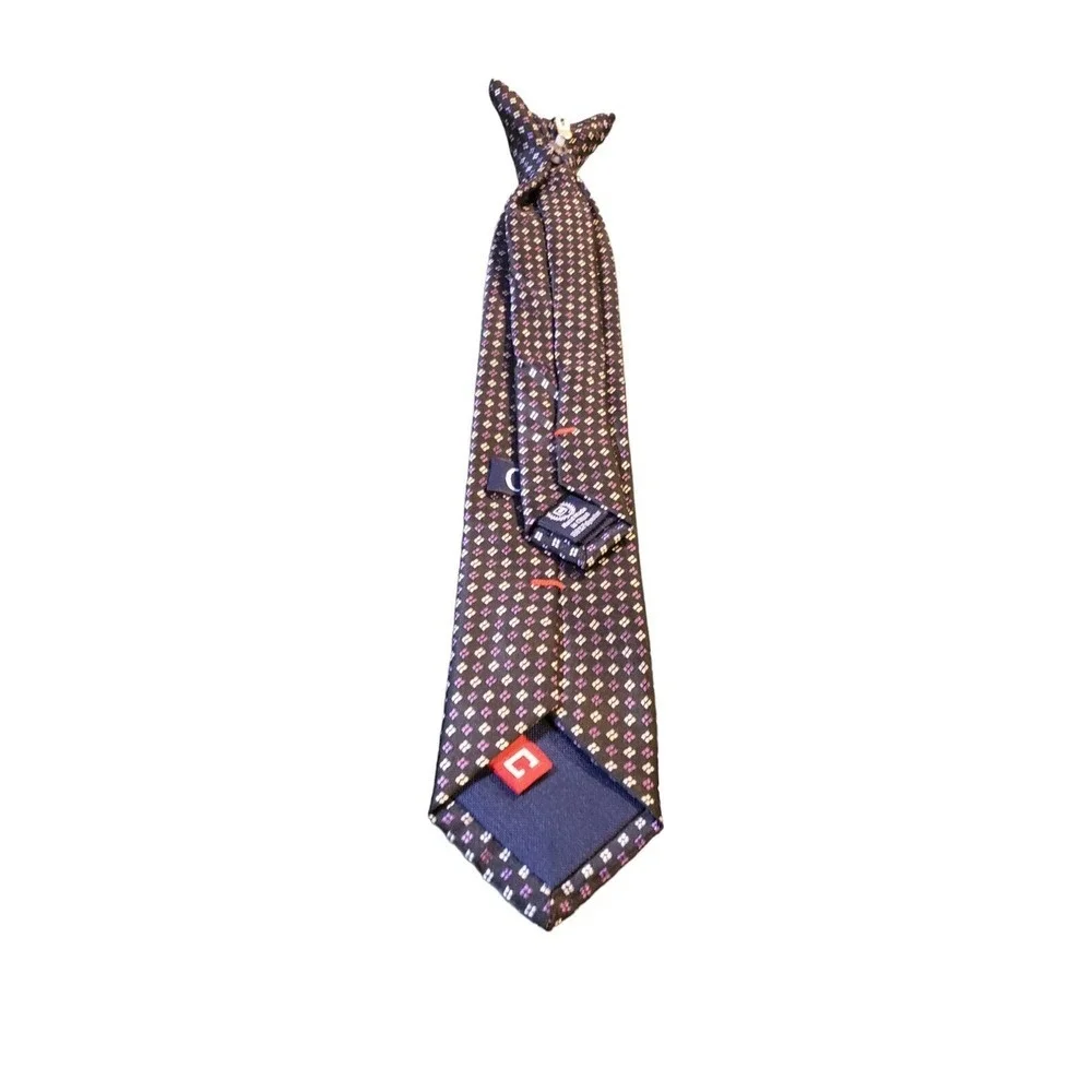 Chaps Boy Suit Neck Tie Black Purple Geometric‎ Clip On Holiday Church Designer